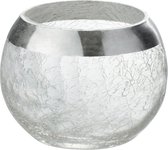 J-Line Kaarshouder Bol Craquele Glas Transparant/Zilver Small Set van 4 stuks