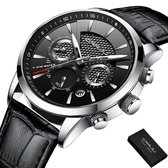 CRRJU® Horloges voor Mannen Herenhorloge Jongens Heren Watch Horloge – Horlogebox Geschenkdoos – Zwart Zilver