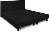 Beddenleeuw Boxspring Bed Zonder Matras - 140x200 - Incl. Hoofdbord - Zwart Stof