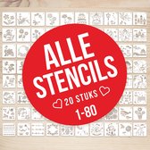 Verschillende stencils voor creatievelingen 01-80 | 80 stuks | 13x13cm | PET plastic | Herbuikbaar | Eenvoudig schoon te maken