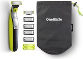Philips OneBlade Face + Body QP2630/30 - Trimmer, scheerapparaat en styler Met 4 opzetbare stoppelkammen, opklikbare lichaamskam en zachte opbergetui - Draadloos te gebruiken 100%