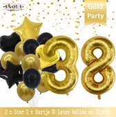 Cijfer Ballon 38 Jaar Black & Gold Boeket * Hoera 38 Jaar Verjaardag Decoratie Set van 15 Ballonnen * 80 cm Verjaardag Nummer Ballon * Snoes * Verjaardag Versiering * Kinderfeestje* Tienerfeestje * Thema * Zwart/Goud * Nummer Ballon 38 * Back & Gold