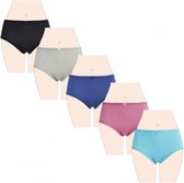 Dames katoenen slips 5 pack M 36 in 5 verschillende kleuren, zwart, oudroze, donkerblauw, grijs en lichtblauw