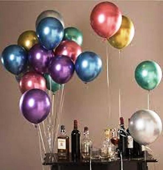 50 st. glamour party assortiment metallic ballonnen - verjaardag ballonnen - Balonnen ;) extra groot 36 cm lang - hoge kwaliteit bio afbreekbaar latex - lucht en Helium ballonnen - Nu incl. gratis snel sluiters met lint t.w.v. 9,95