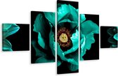 Schilderij - Turquoise bloem, 5luik, premium print