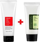 COSRX Skin Set: Salicylic Acid Daily Gentle Cleanser 150ml & Aloe Soothing Sun Cream | SPF50+ PA+++ 50 ml Wash & Care - Sunscreen Zonnebrand - Skin Protection Set - Dagelijkse Besc