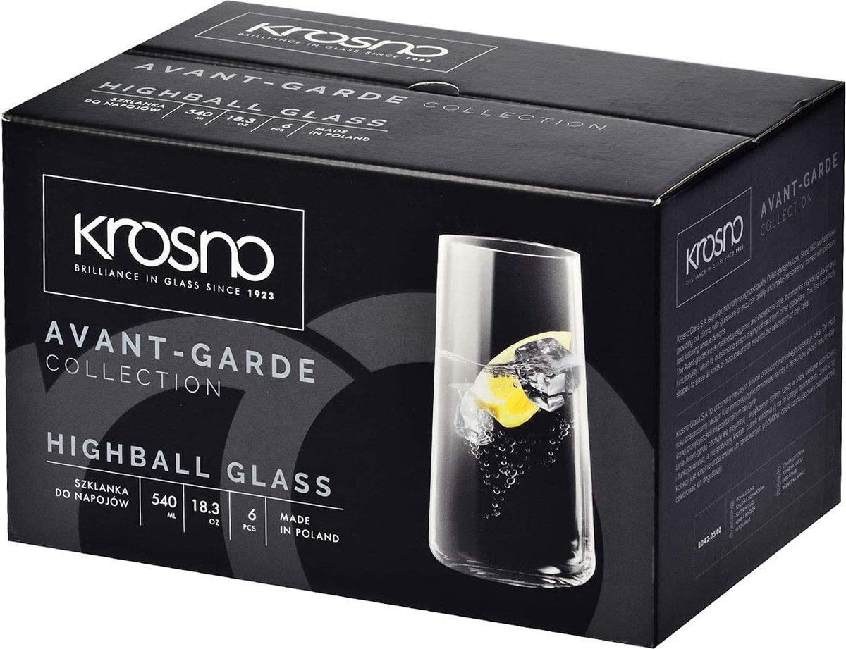 Krosno Waterglazen Longdrinkglazen Drinkglazen | Set van 12 | 540 ML | Avant-Garde Collectie | Perfect voor thuis, restaurants en feestjes | Vaatwasser- en magnetronbestendig — afbeelding 6