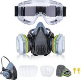 NASUM 710 Masque de protection respiratoire - réutilisable - avec filtre et lunettes - protection contre la poussière, protection contre les gaz - pour peindre, travailler, bricoler, meuler