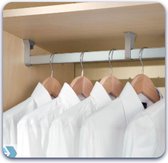 Eleganca kledingstang - kledingroede - montage onder plank - aluminum extra stevig - ophangen van kleding - 90 cm - inclusief kastroededragers