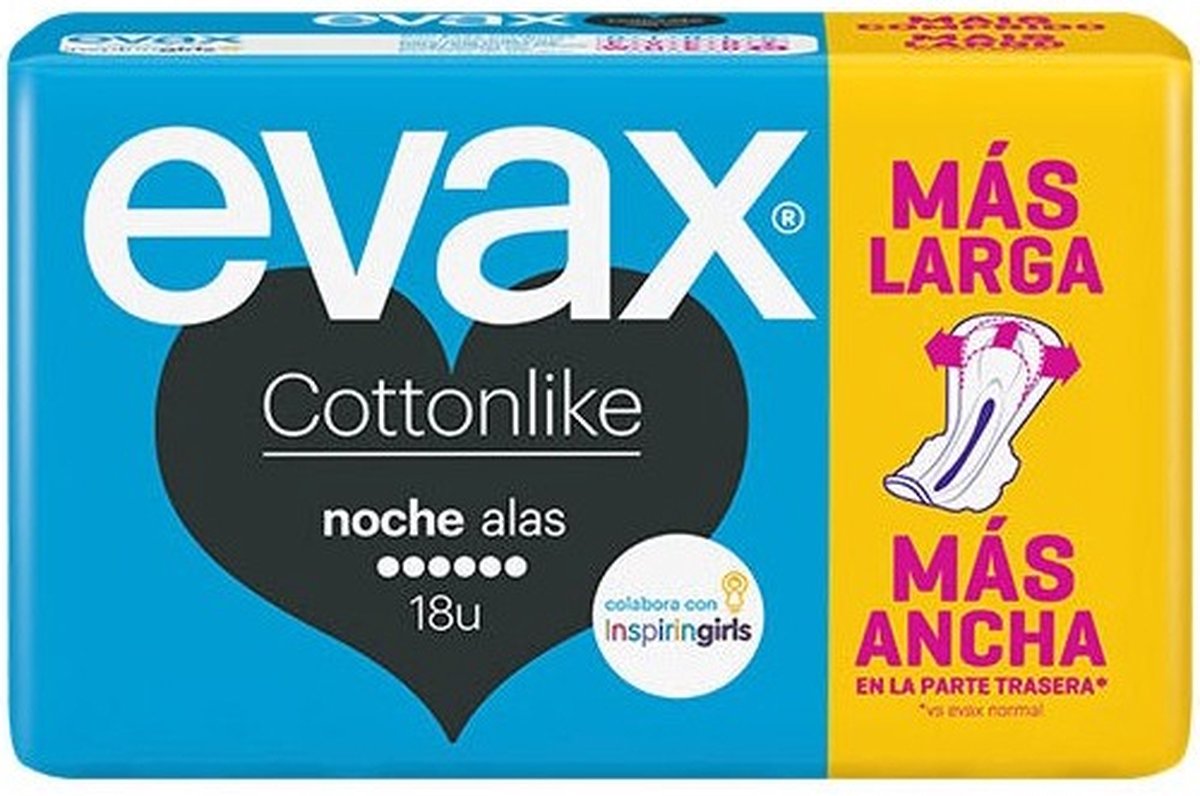 Evax Cottonlike Compresas Noche Alas 18 U