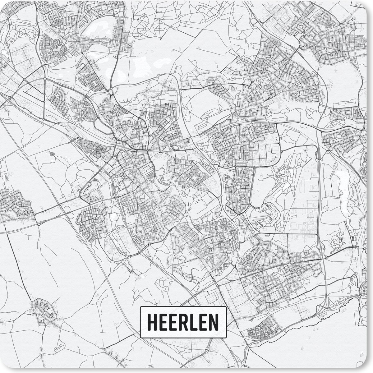 Muismat 30x30 cm - Mousepad Stadskaart Heerlen - Muismatten