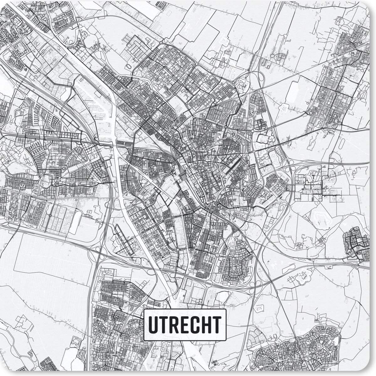 Muismat 30x30 cm - Mousepad Stadskaart Utrecht - Muismatten