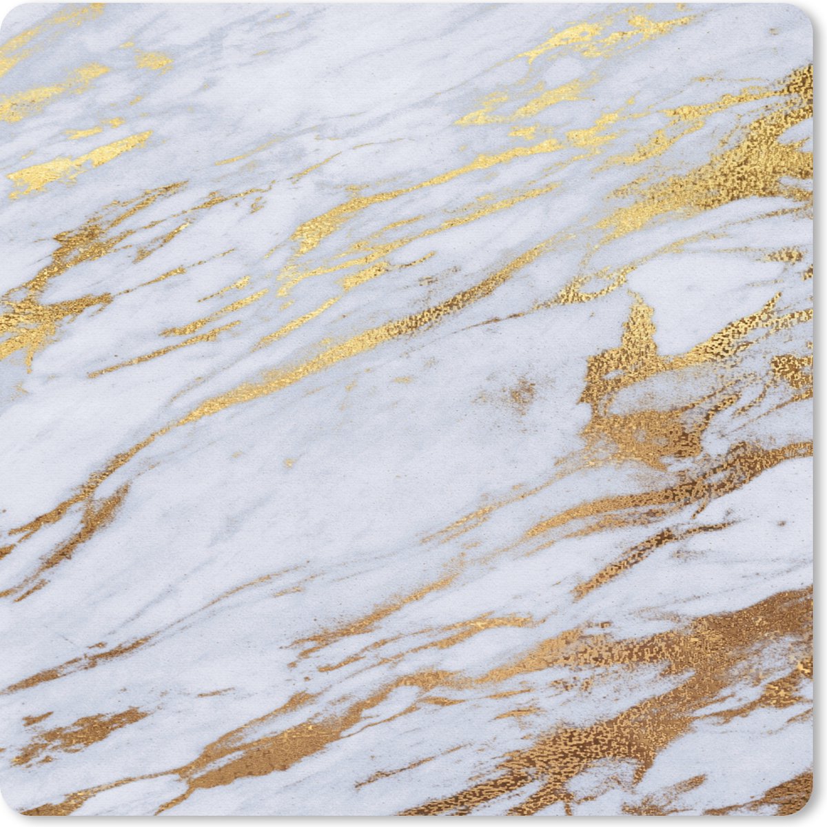 Muismat 30x30 cm - Mousepad Marmer - Goud - Wit - Structuur - Muismatten