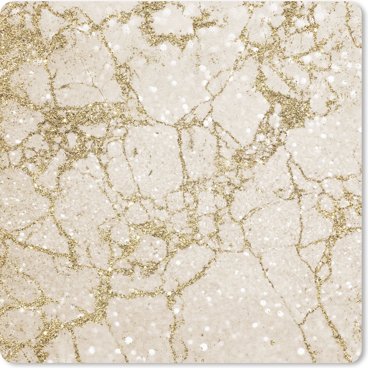 Muismat 30x30 cm - Mousepad Marmer - Goud - Glitter - Muismatten