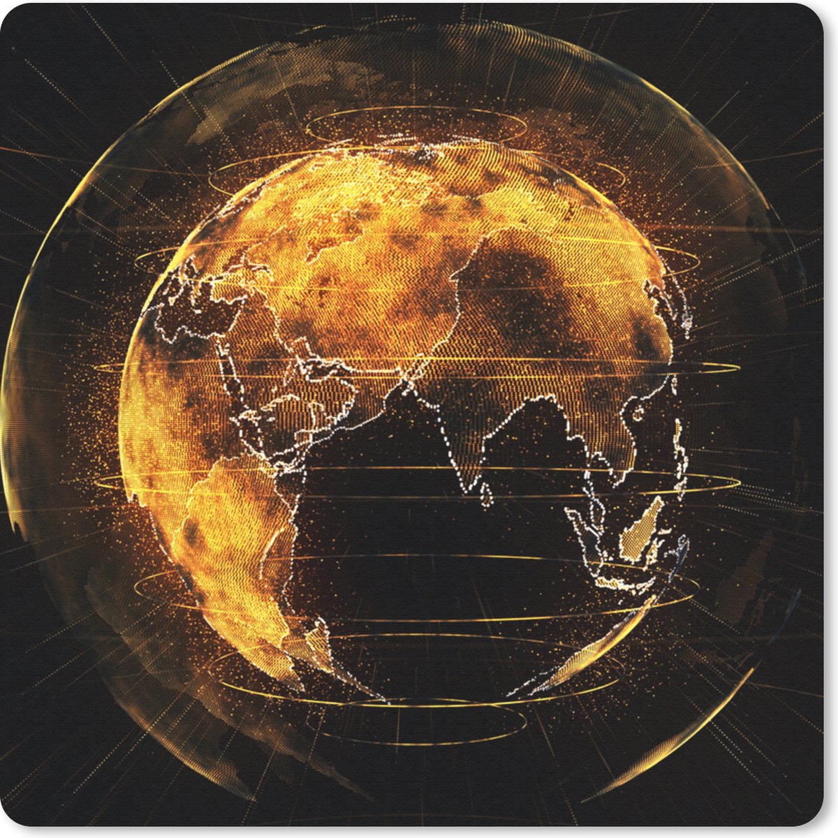 Muismat 30x30 cm - Mousepad Aarde - Goud - Lijn - Muismatten