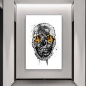 Wallyard - Glasschilderij Grey Skull - Wall art - Schilderij - 40x60cm - Premium glass - Incl. muur bevestiging