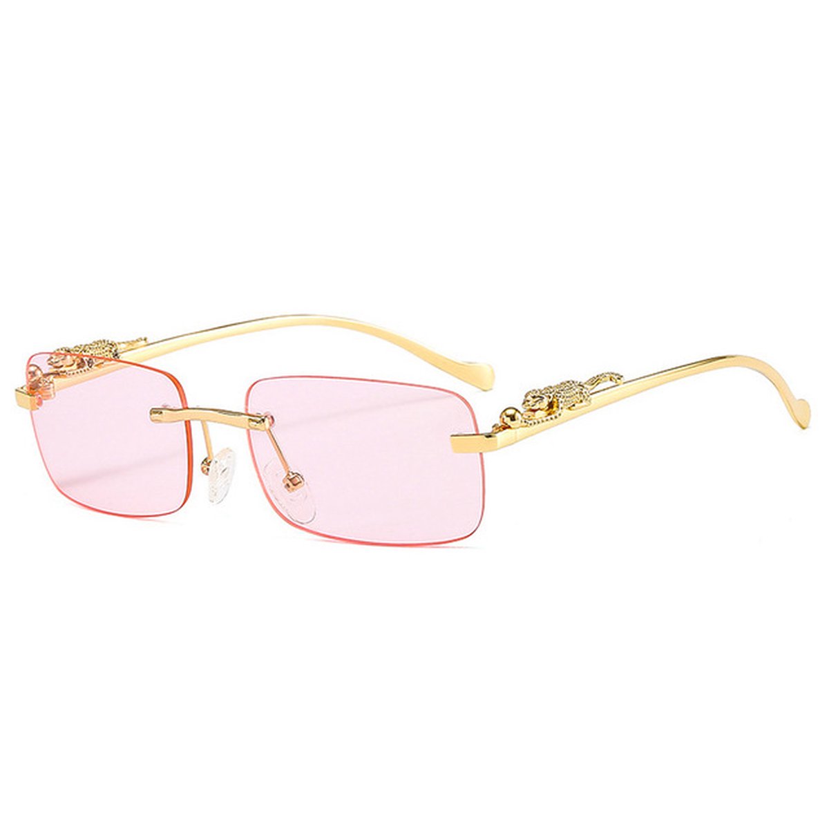 LOUD AND CLEAR® - Heren Zonnebril - Dames Zonnebril - Goud - Roze - Luipaard Bril - Luxe