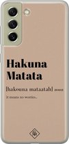 Samsung S21 FE hoesje siliconen - Hakuna matata | Samsung Galaxy S21 FE case | Bruin/beige | TPU backcover transparant