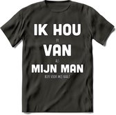 Ik Hou Van Mijn Man T-Shirt | Bier Kleding | Feest | Drank | Grappig Verjaardag Cadeau | - Donker Grijs - L