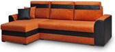 InspireMe-Hoekbank met slaapfunctie en opbergruimte voor woonkame, Longchair aan beide zijden monteerbaar 243x137x89 cm, 202x135cm -TOMMY (Oranje)