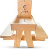 Janske - Voederhuisje voor Vogels - Eekhoorn Voederbak - Weersbestendig Voederkast met bevestiging - Picknicktafel dieren