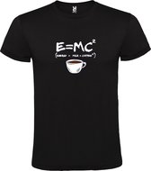 Zwart t-shirt met ''E=MC2 (Energy = Milk x Coffee2)' print Wit  size 3XL