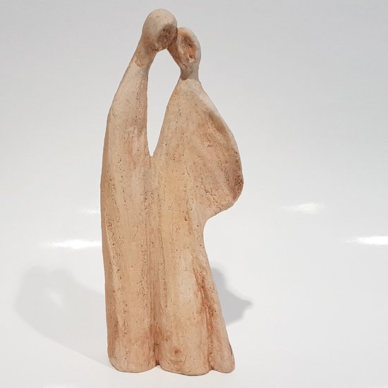 Geert Kunen / Sculpture / Sculpture / Couple - marron / beige / crème - 14 x 8 x 34 cm de haut.