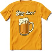 Bier Hier! T-Shirt | Bier Kleding | Feest | Drank | Grappig Verjaardag Cadeau | - Geel - L