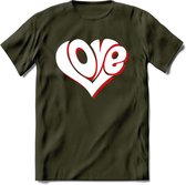 Love - Valentijn T-Shirt | Grappig Valentijnsdag Cadeautje voor Hem en Haar | Dames - Heren - Unisex | Kleding Cadeau | - Leger Groen - XL