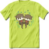 Love Otters - Valentijn T-Shirt | Grappig Valentijnsdag Cadeautje voor Hem en Haar | Dames - Heren - Unisex | Kleding Cadeau | - Groen - S