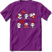 Liefdes Panda's - Valentijn T-Shirt | Grappig Valentijnsdag Cadeautje voor Hem en Haar | Dames - Heren - Unisex | Kleding Cadeau | - Paars - M