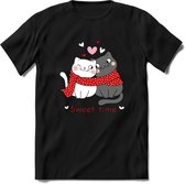 Sweet Time - Valentijn T-Shirt | Grappig Valentijnsdag Cadeautje voor Hem en Haar | Dames - Heren - Unisex | Kleding Cadeau | - Zwart - M
