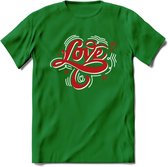 Love - Valentijn T-Shirt | Grappig Valentijnsdag Cadeautje voor Hem en Haar | Dames - Heren - Unisex | Kleding Cadeau | - Donker Groen - S