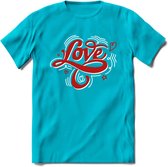 Love - Valentijn T-Shirt | Grappig Valentijnsdag Cadeautje voor Hem en Haar | Dames - Heren - Unisex | Kleding Cadeau | - Blauw - L