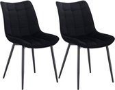 Polaza Home® Eetkamerstoelen set van 2 – Eetkamerstoel – Eetkamerstoelen – Eetkamerstoel Velvet - Zwart