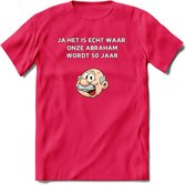 Ja het is echt waar T-Shirt | Grappig Abraham 50 Jaar Verjaardag Kleding Cadeau | Dames – Heren - Roze - XL