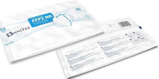 Omnitex FFP2 Wit- gezichtsmasker - 20 stuks, individueel verpakt - Hoge filtratie - 5 lagen - Hypoallergeen
