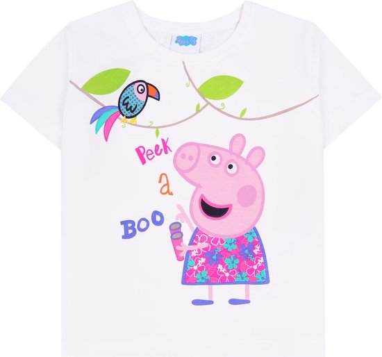 Wit t-shirt voor meisjes met een Peppa Pig print / 116 cm