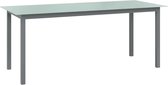 Decoways - Tuintafel 190x90x74 cm aluminium en glas lichtgrijs