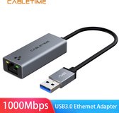 Cabletime USB-A naar Ethernet adapter - Gigabit LAN Netwerk - USB 3.0 - USB naar RJ45