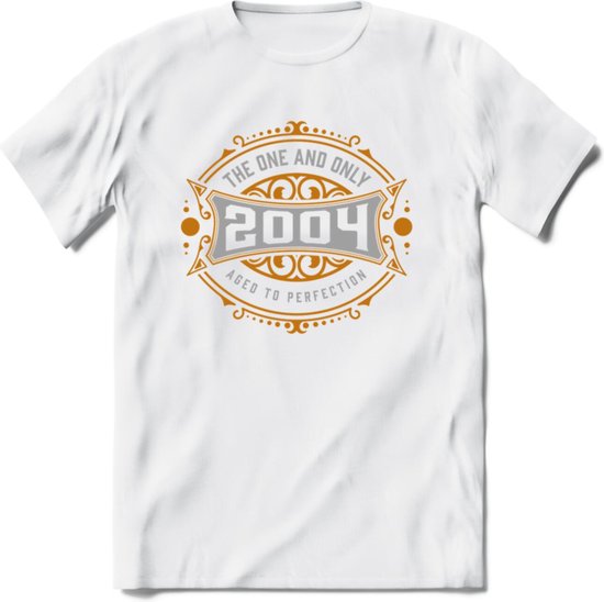 2004 The One And Only T-Shirt | Goud - Zilver | Grappig Verjaardag  En  Feest Cadeau | Dames - Heren | - Wit - XL