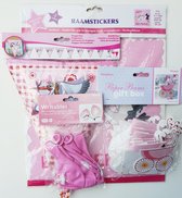 18-delig Babyshower voordeel pakket Ooievaar roze - babyshower - aanbieding - genderreveal - geboorte - zwangerschap