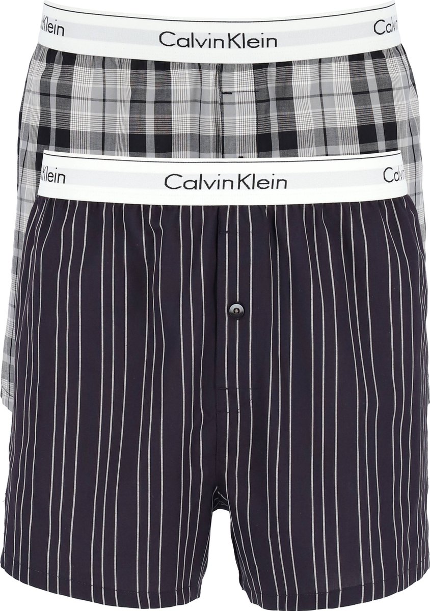 Calvin Klein Modern Cotton Slim Fit Boxer (2-pack) - wijde boxers katoen -  gestreept | bol.com