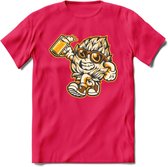 Hopman T-Shirt | Bier Kleding | Feest | Drank | Grappig Verjaardag Cadeau | - Roze - XL