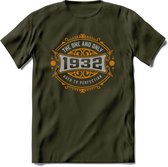 1932 The One And Only T-Shirt | Goud - Zilver | Grappig Verjaardag  En  Feest Cadeau | Dames - Heren | - Leger Groen - XL