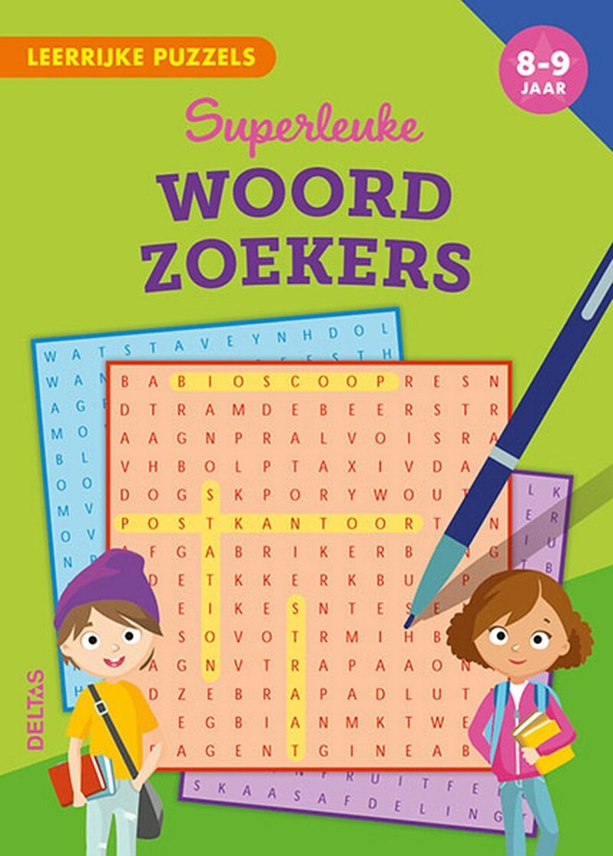 Leerrijke puzzels 0 -  Superleuke woordzoekers 8-9 jaar - Centrale Uitgeverij Deltas