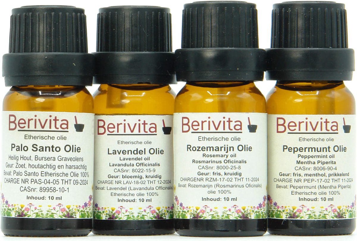 Goedkoopste Yoga Olie 4x10ml Etherische Olie Geuren Bij Yoga - Palo Santo Olie 10ml, Lavendelolie 10ml, Pepermuntolie 10ml en Rozemarijnolie 10ml