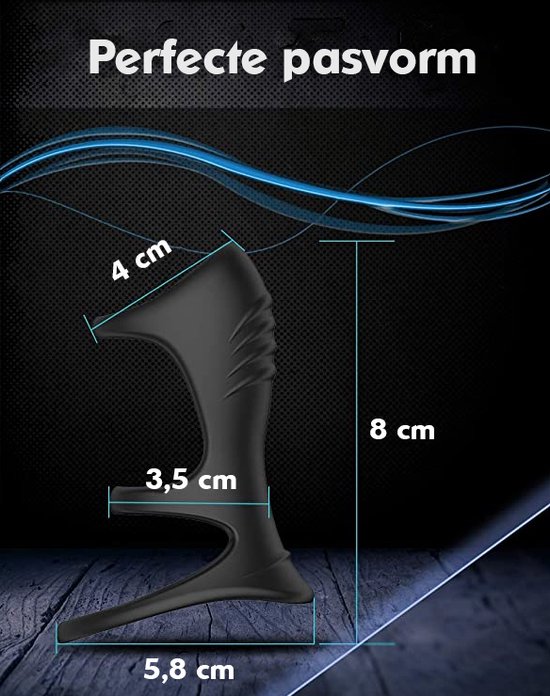 Zwart accessoire met afmetingen 8 cm hoog, 5.8 cm breed en 3.5 cm breed.