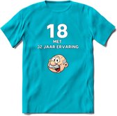 18 met 32 jaar ervaring T-Shirt | Grappig Abraham 50 Jaar Verjaardag Kleding Cadeau | Dames – Heren - Blauw - M