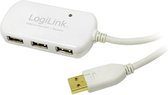 LogiLink USB-kabel USB 2.0 USB-A stekker, USB-A bus 12.00 m Wit Vergulde steekcontacten, UL gecertificeerd